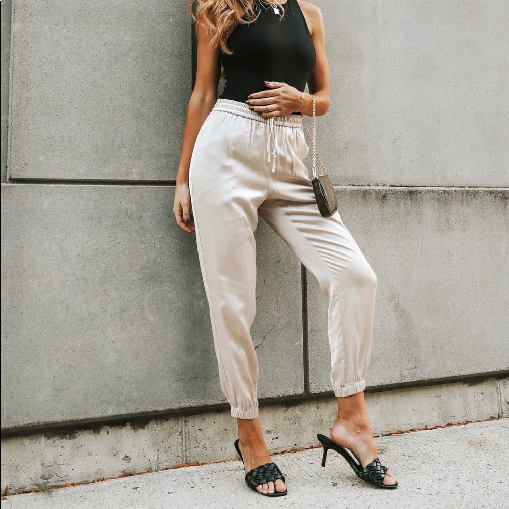 Express Satin Light Pink Jogger Pants